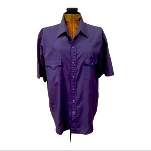 VINTAGE PLAINS WESTERN WEAR PURPLE PEARL SNAP